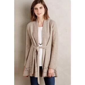 Anthropologie  | S | Embroidered Boiled Wool Sweater Coat Cardigan Embroidered